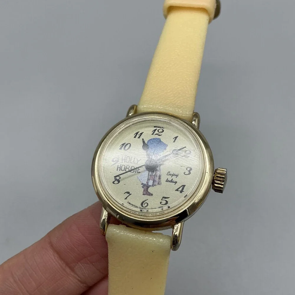 Vintage Bradley Holly Hobbie Girls Watch 27mm Gold Tone Cream Dial Manual 035S